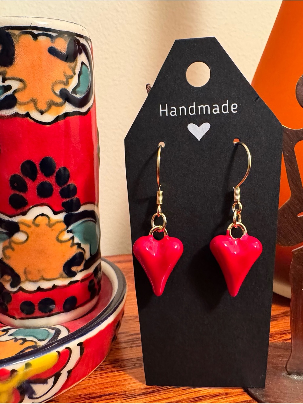 Handmade Red BIG Love Heart Earrings ❣️